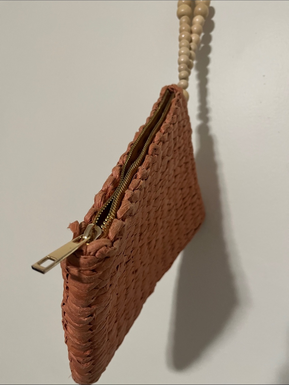 a new day Woven Straw Wristlet in Terracotta with Beaded Strap - Picture 2 of 6